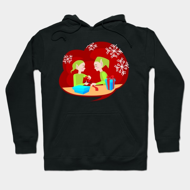 Elves wrapping presents Hoodie by holidaystore